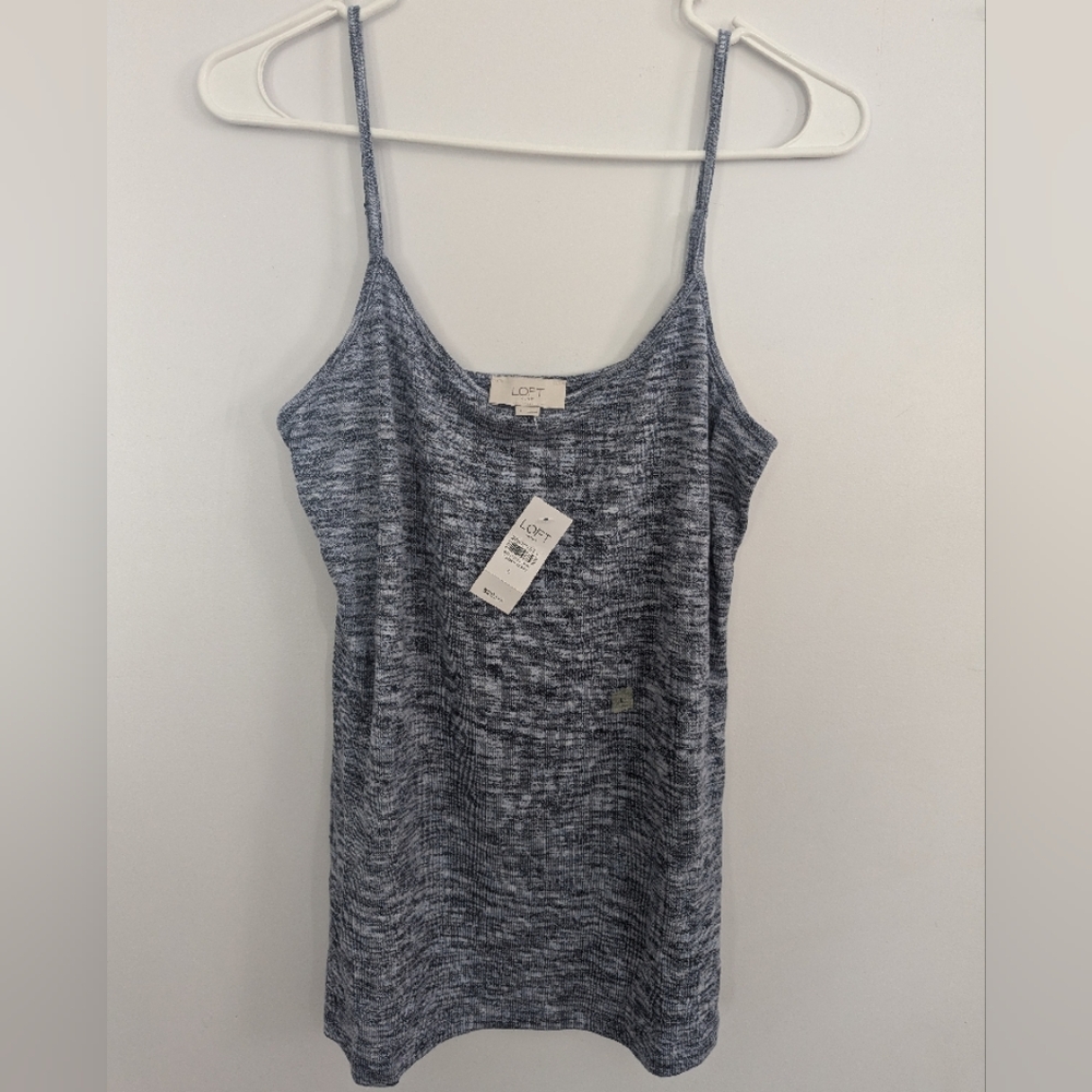 NWT LOFT Blue and Gray Marled Stretch Camisole
